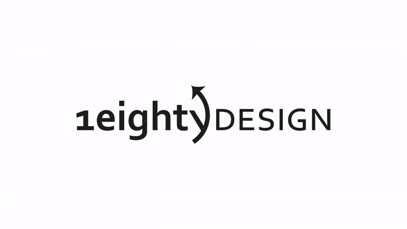 1Eighty Design logo morphing into 1Eighty Digital logo.